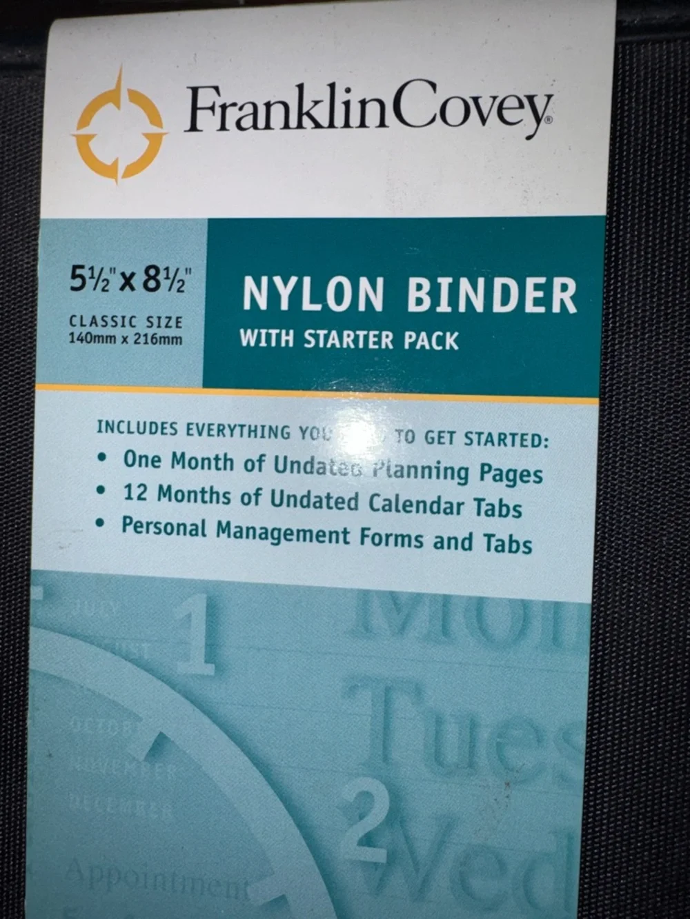 NEW Franklin Covey Black Nylon Binder Style 761225 Original Starter Pack